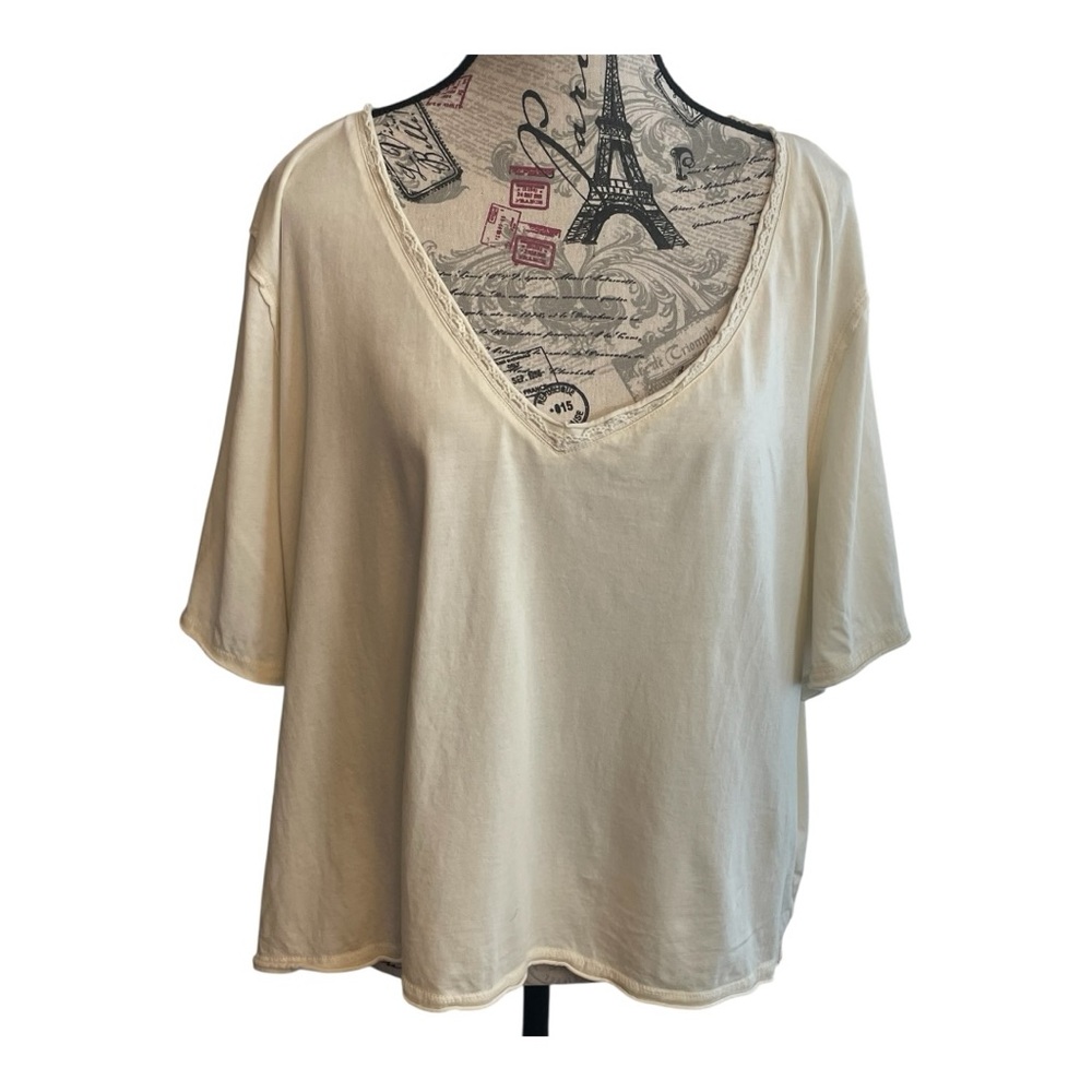 BP Cream V-Neck Women's Blouse